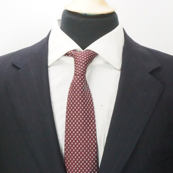 Ermenegildo Zegna Trofeo Navy Striped 100% Wool 2 Pc Suit Jacket Pants Sz 44S - Picture 2 of 13